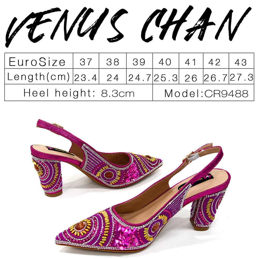 Spot Goods Elegant Streamlined Pointed Toe Women's Shoes Matching Flower Basket Handbag Party Women's Shoes And Bag Set