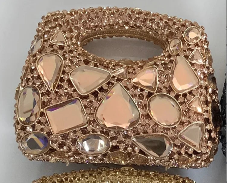 Women Gold Crystal Clutch Purse Gems Evening Bags Party Dinner Diamond Shoulder Bags Cocktail Rhinestone Handbags and Purses
