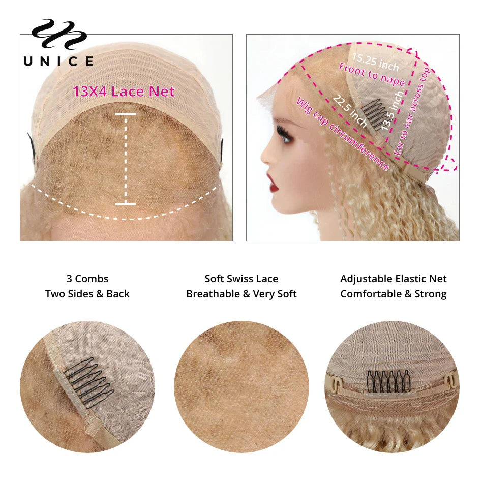Unice Hair 613 Blonde Bone Straight 5x5 HD Lace Wig 13x4 Lace Front Wigs With Layer Inner Buckle Virgin Human Hair Wig
