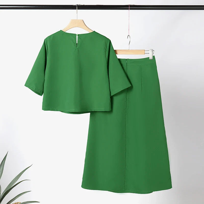 ZANZEA Women Solid 2PCS Dress Sets Casual Short Sleeve Crop Tops Suit Fashion Long Skirts Outfits Holiday Simple Matching Sets