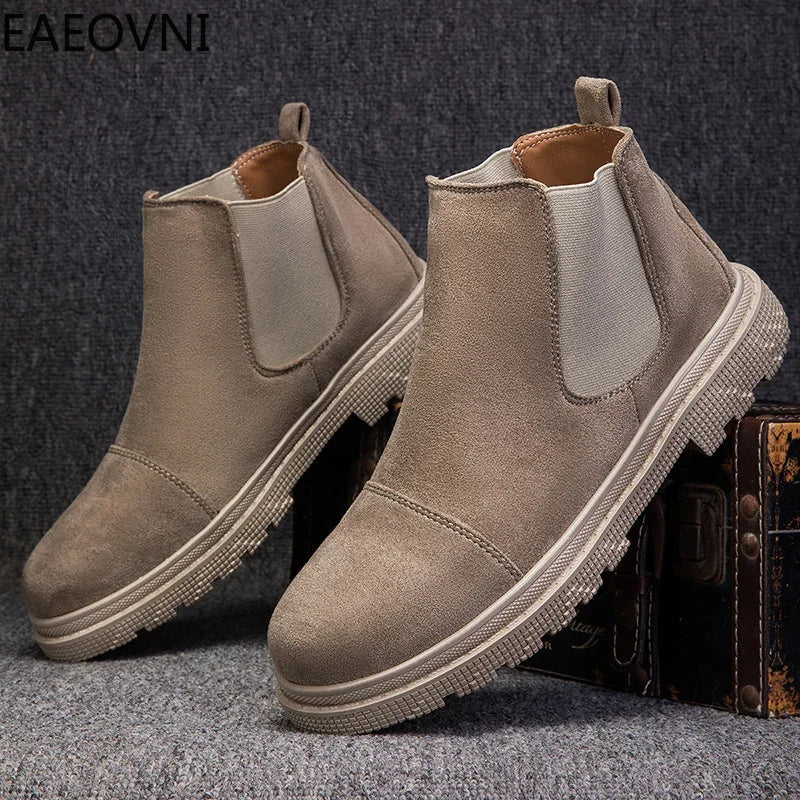 New Winter Boot Casual Shoes for Men Round Toe Slip-on Trendy All-match British Style Winter Boot Anti-slip Classic Simple Casua