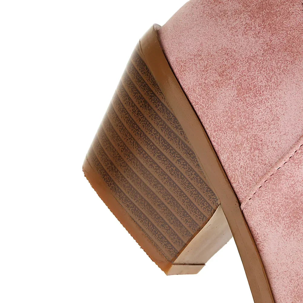 Pointed Toe Knight Boots for Women Brown PU Leather Knee High Boots Woman Autumn Winter Western Cowboy Long Botas Mujer 2024