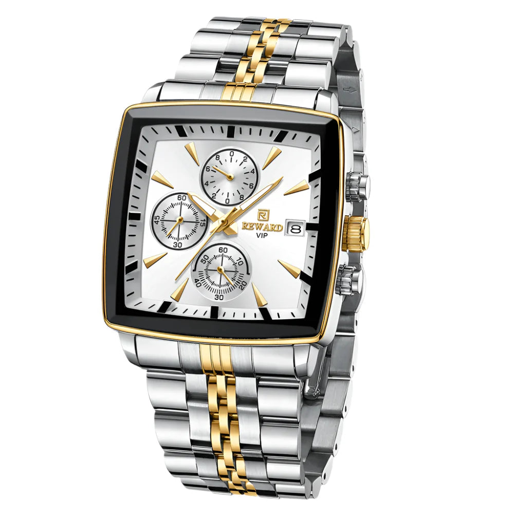 REWARD VIP Mens Watches Waterproof Luminous Sport Watches for Man Stainless Steel Wristwatch Chronograph Date Stopwatch
