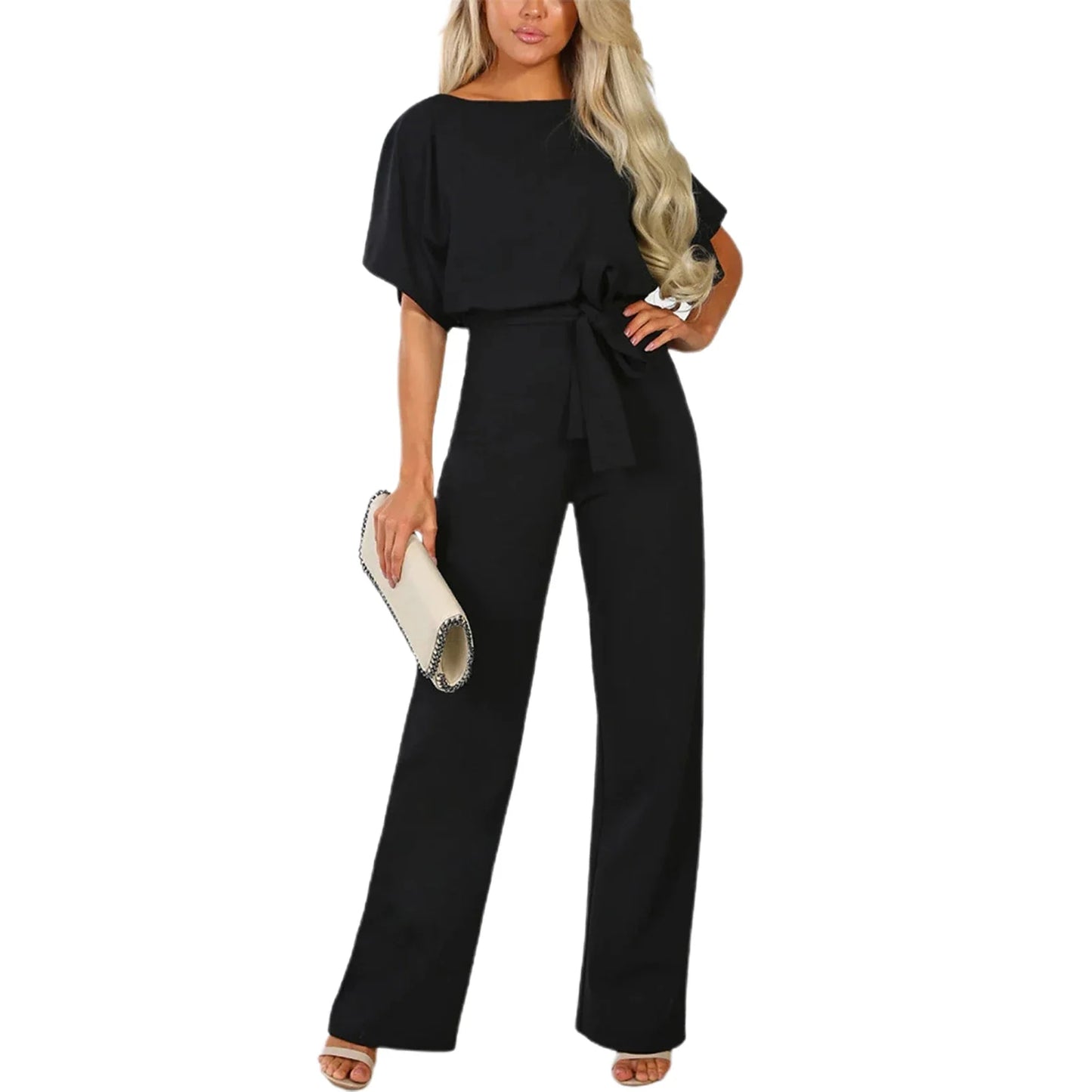 Women Sleeveless Long Jumpsuit 2025 Summer Wide Leg Pant Casual Waisted Tank Rompers Playsuit Office Lady Elegant Pocket Overall