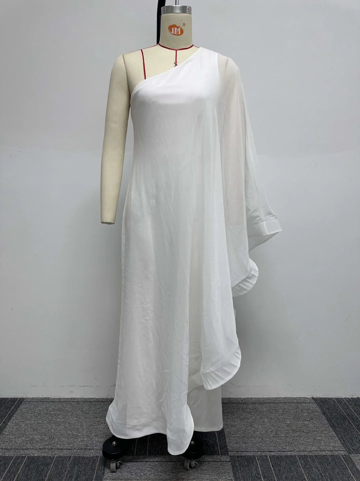 White Wide Leg Party Jumpsuit Sexy Women One Shoulder Elegant Solid Ruffles Casual Overalls Rompers
