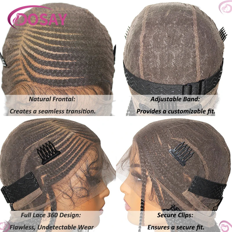 Synthetic Box Side Part Braided Wigs For Black Women Cornrow Braids Lace Wigs Full Lace Front Wig Braid African Hair Braided Wig