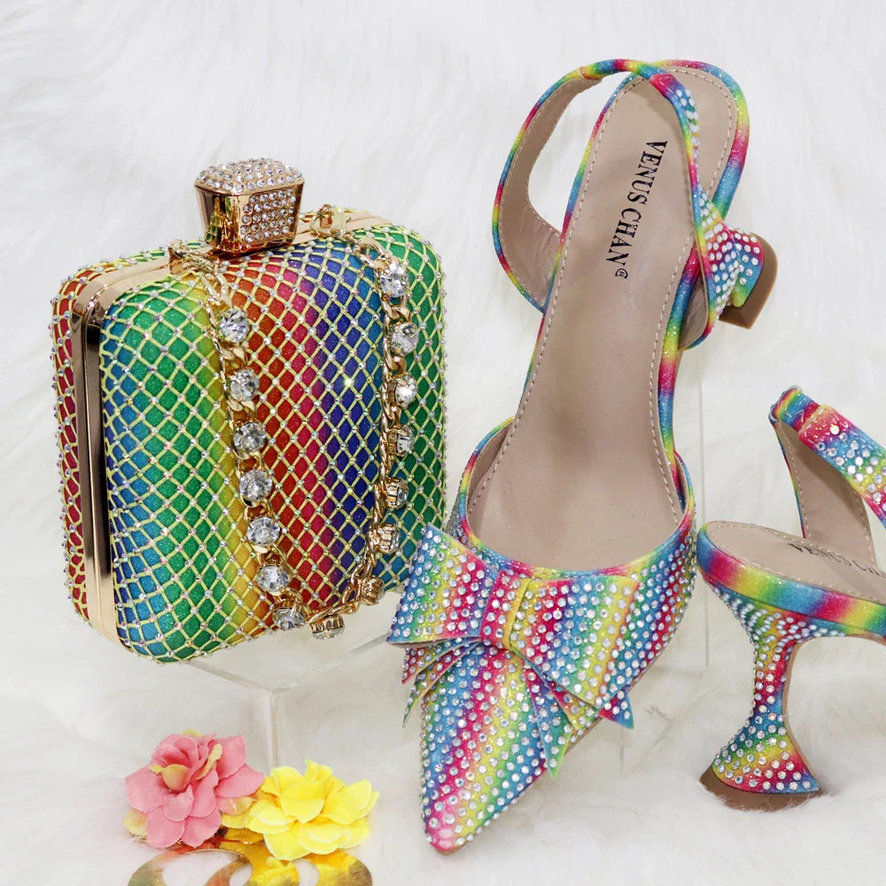 Nigeria Popular New Elegant R.Blue Crinkled Fabric Tote Handle Simple And Versatile Exquisite Party Shoes And bag Set