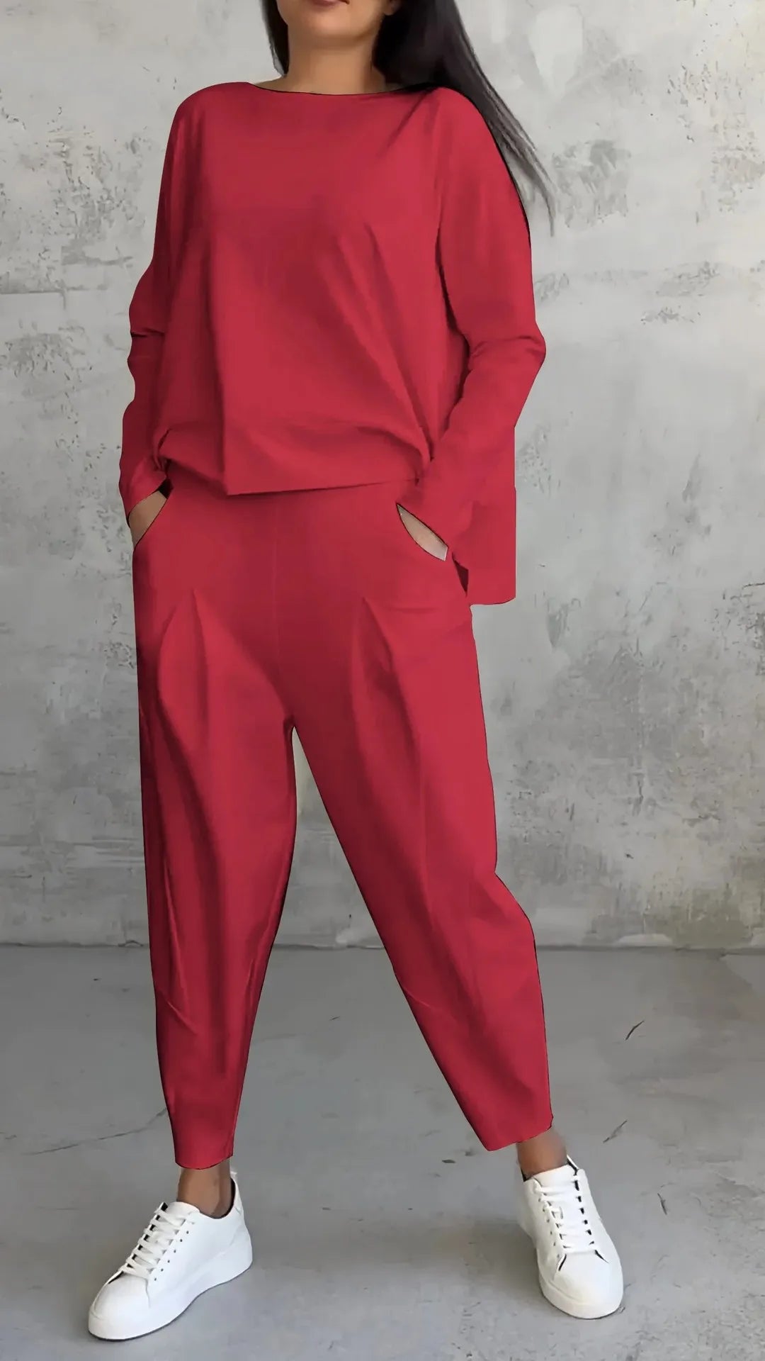 Spring Autumn Solid Women's Sports Set New Fashion Long Sleeve Irregular Loose Top Harem Pants Two Piece Set For Women Outfits