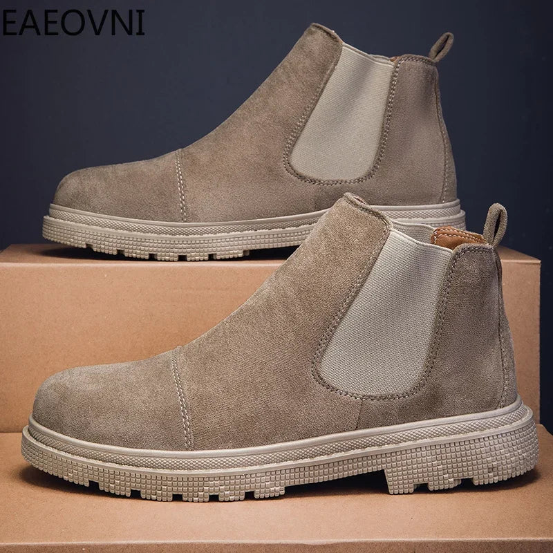 New Winter Boot Casual Shoes for Men Round Toe Slip-on Trendy All-match British Style Winter Boot Anti-slip Classic Simple Casua