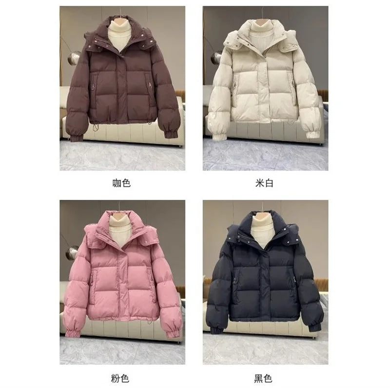 Winter Jacket Women Parkas 2024 New Short Hooded Cotton Padded Jacket Casual Warm Parka Female Outwear Ladies Top