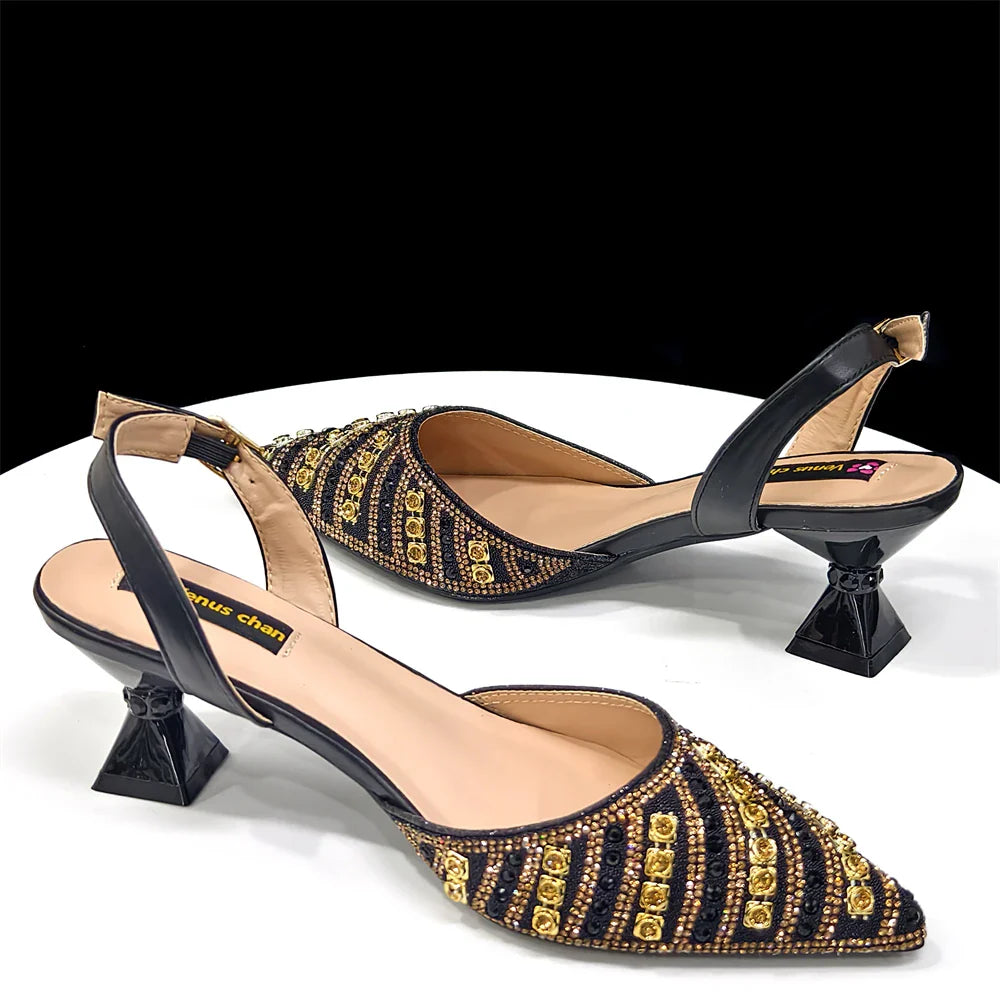 Venus Chan2025 Elegant Multicolor Color Women's Heels and Rhinestone Handbag Set - Italian Design for Weddings and Parties