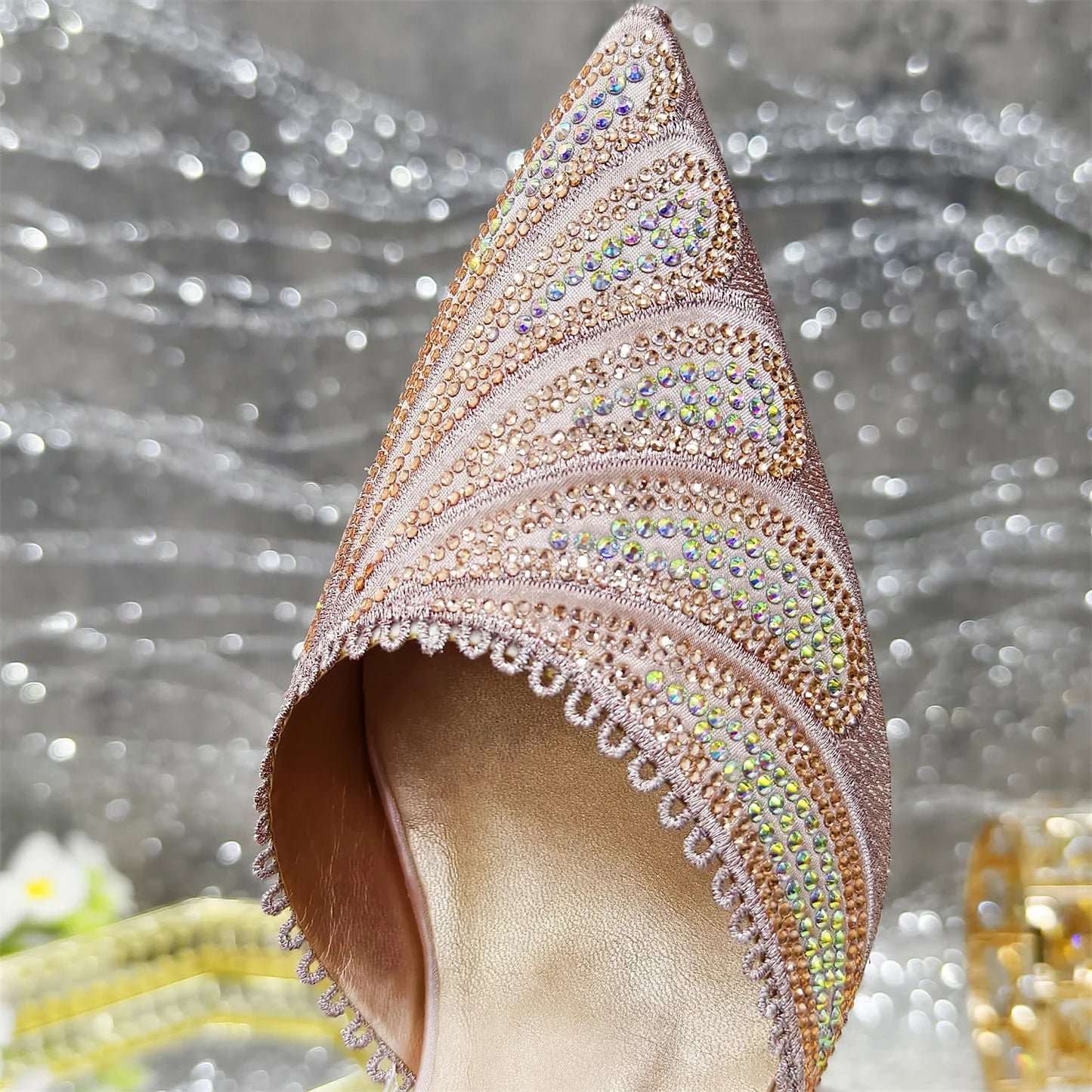 Venus Chan 2025 New Shoes and Bag to Match Orange Colour Pointed-Toe Diamond-Studded Party Women's High Heels Ms. Banguet Scene