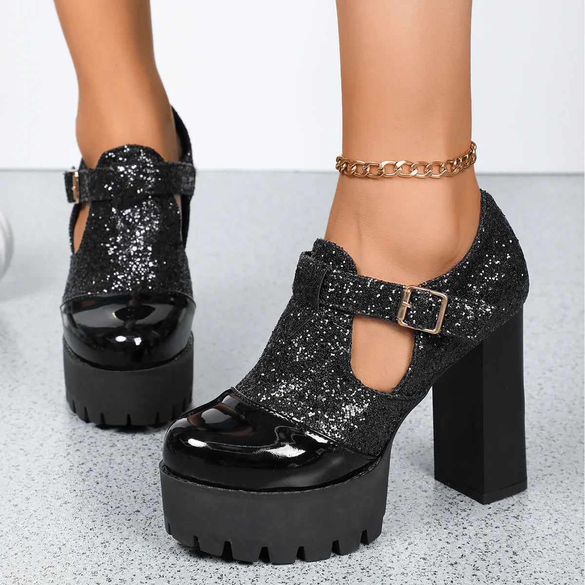 Women Designer Comfortable Fashion Thick Heel Shoes Autumn New Women Round Head Deep Mouth Thick Sole Color Matching High Heels