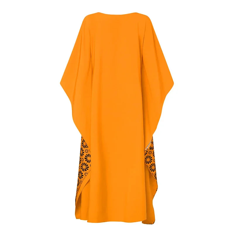 VONDA Women Maxi Dress 2024 Bohemian Summer Dress 3/4 Sleeve Casual Loose Floral Printed Vintage Holiday Vestidos Robe