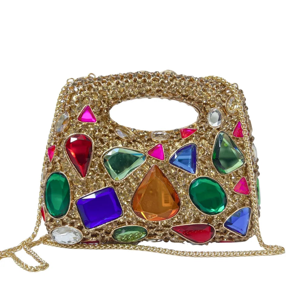 Women Gold Crystal Clutch Purse Gems Evening Bags Party Dinner Diamond Shoulder Bags Cocktail Rhinestone Handbags and Purses