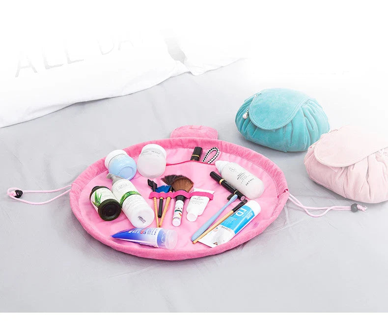 Women Drawstring Cosmetic Bag Travel Storage Makeup Bag Organizer Female Make Up Pouch Portable Waterproof Toiletry Beauty Case