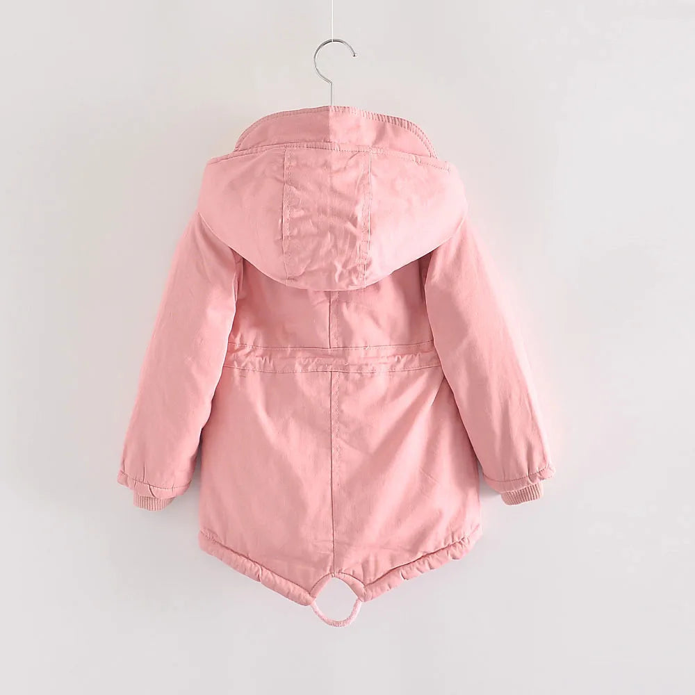Winter Kids Clothes Plus Velvet Thicken Warm Jacket for Girls Casual Zipper Boys Outerwear Solid Versatile Children's Clothing