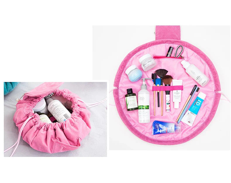 Women Drawstring Cosmetic Bag Travel Storage Makeup Bag Organizer Female Make Up Pouch Portable Waterproof Toiletry Beauty Case