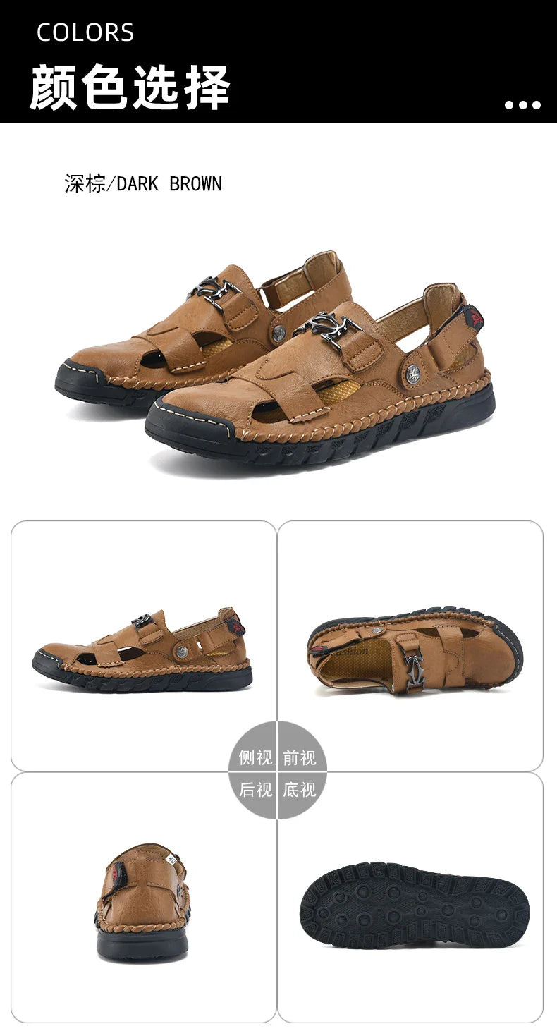 New summer men's sandals, microfiber upper, outdoor beach men's shoes, non-slip, wear-resistant, soft and comfortable