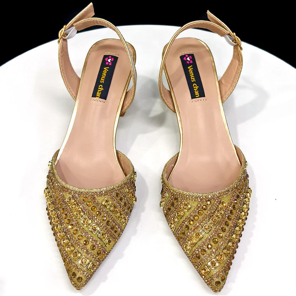 Venus Chan2025 Elegant Multicolor Color Women's Heels and Rhinestone Handbag Set - Italian Design for Weddings and Parties