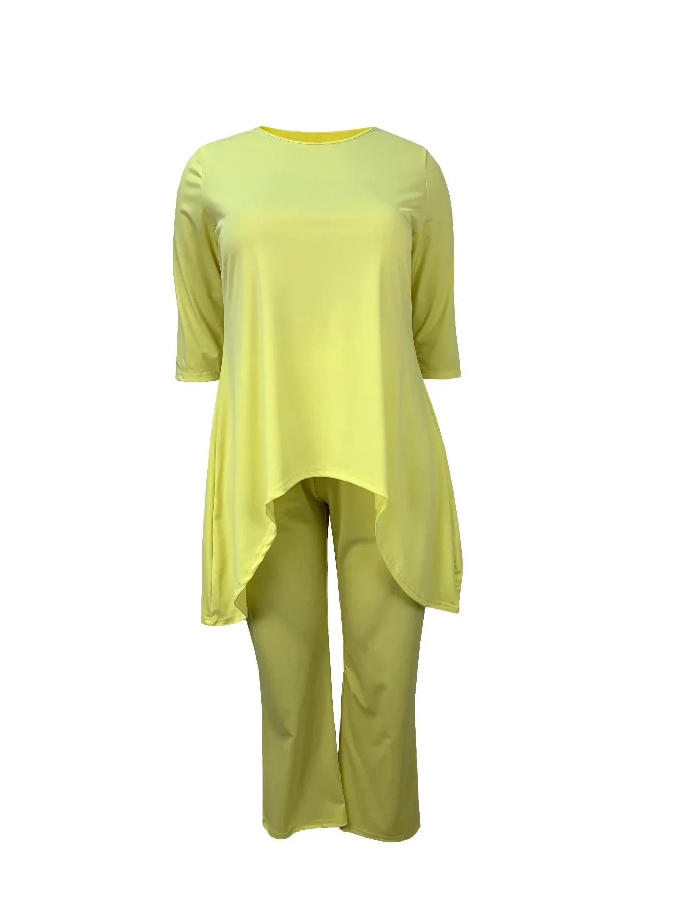 Women Two Piece Sets Pant Set Round Neck Matching Sets Casual Loose Irregularity Tops Long Pants Elegant Splice Y2k Streetwear