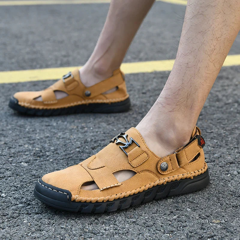 New summer men's sandals, microfiber upper, outdoor beach men's shoes, non-slip, wear-resistant, soft and comfortable