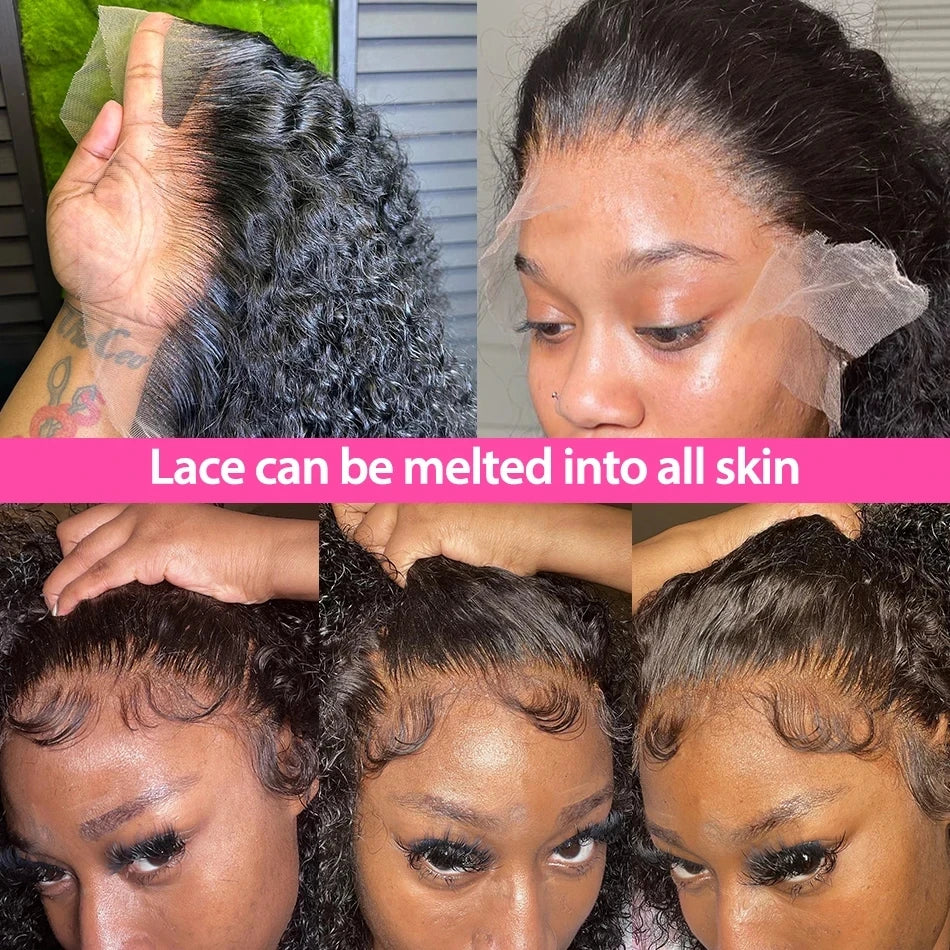 Wear And Go Glueless Wig Short Kinky Curly Bob Frontal Wig 12A Malaysian Lace Front Human Hair Wigs Wet And Wavy Water Wave Wig