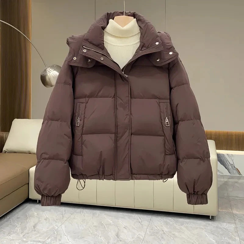 Winter Jacket Women Parkas 2024 New Short Hooded Cotton Padded Jacket Casual Warm Parka Female Outwear Ladies Top