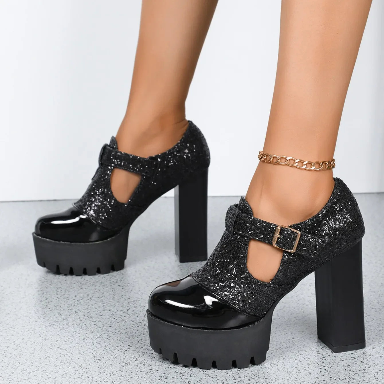 Women Designer Comfortable Fashion Thick Heel Shoes Autumn New Women Round Head Deep Mouth Thick Sole Color Matching High Heels