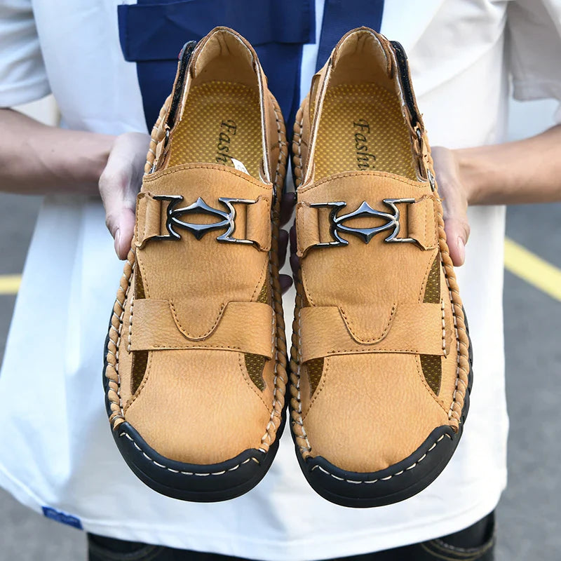 New summer men's sandals, microfiber upper, outdoor beach men's shoes, non-slip, wear-resistant, soft and comfortable