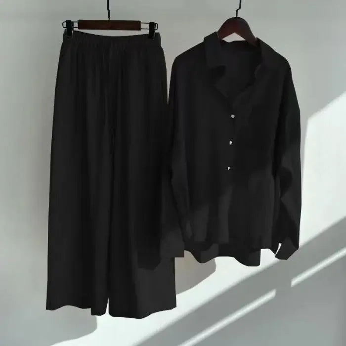 Women's Retro Cotton Linen Shirt Set High Waist Loose Pants Two Piece Suit Traditional Chinese Style Clothing Ensemble