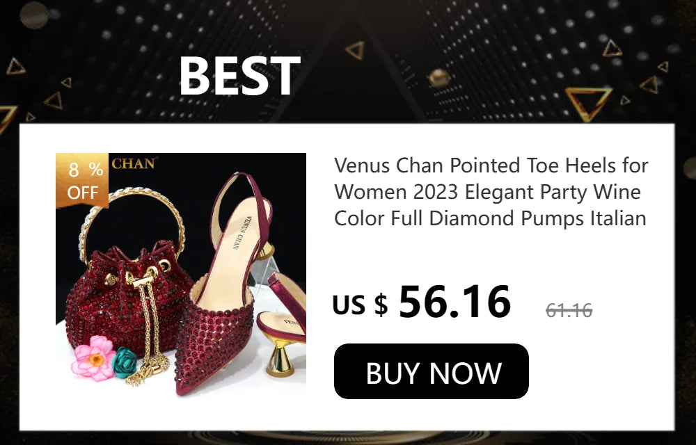 Venus Chan Black Hollow Design With Pointed Shoes And Fashion Three-Dimensional Bag Cozy Rhinestones Are Suitable For Parties
