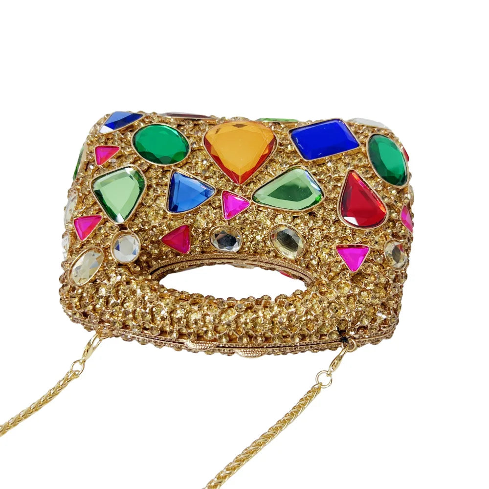 Women Gold Crystal Clutch Purse Gems Evening Bags Party Dinner Diamond Shoulder Bags Cocktail Rhinestone Handbags and Purses