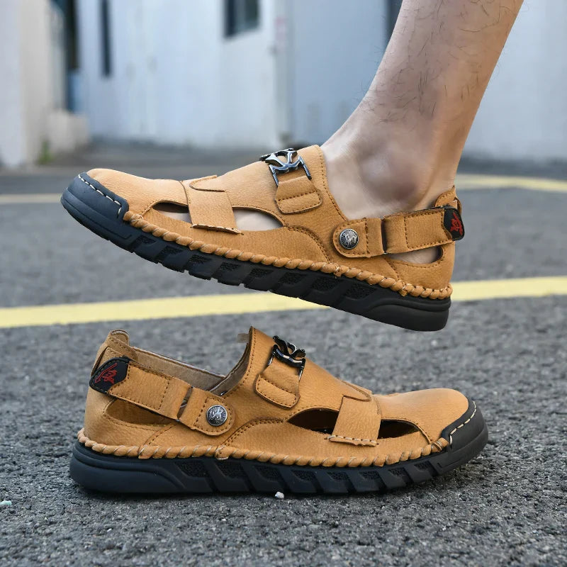 New summer men's sandals, microfiber upper, outdoor beach men's shoes, non-slip, wear-resistant, soft and comfortable