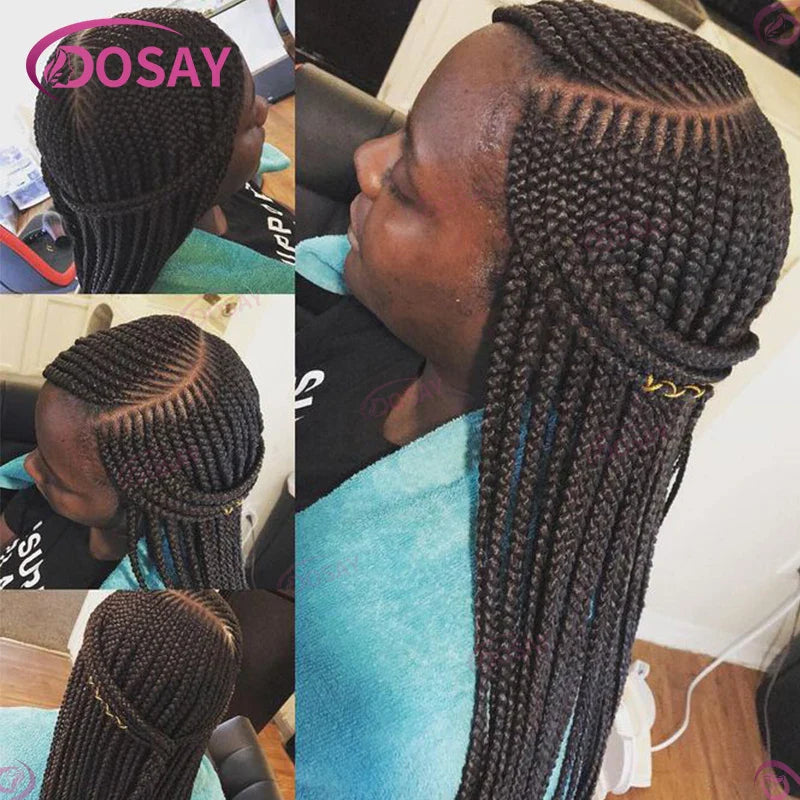 Synthetic Box Side Part Braided Wigs For Black Women Cornrow Braids Lace Wigs Full Lace Front Wig Braid African Hair Braided Wig