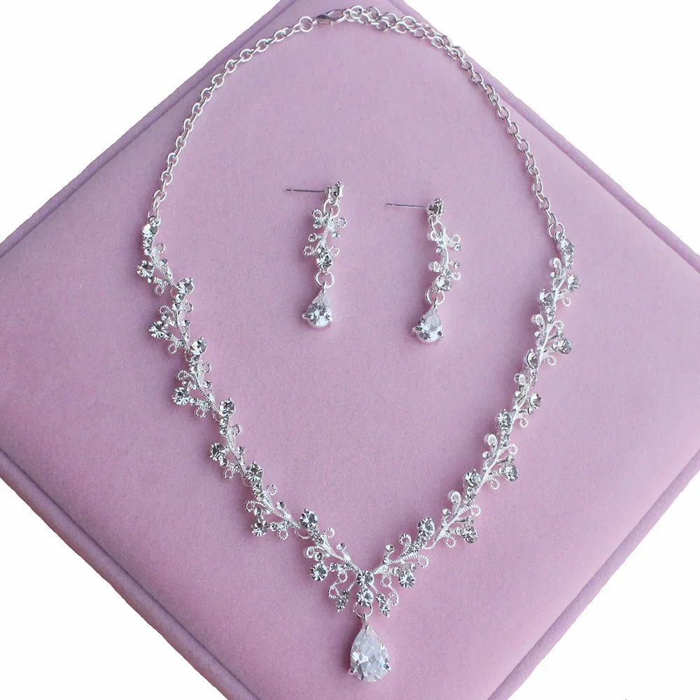 Sparkling Crystal Bridal Jewelry Set – Tiara, Necklace & Earrings for Weddings