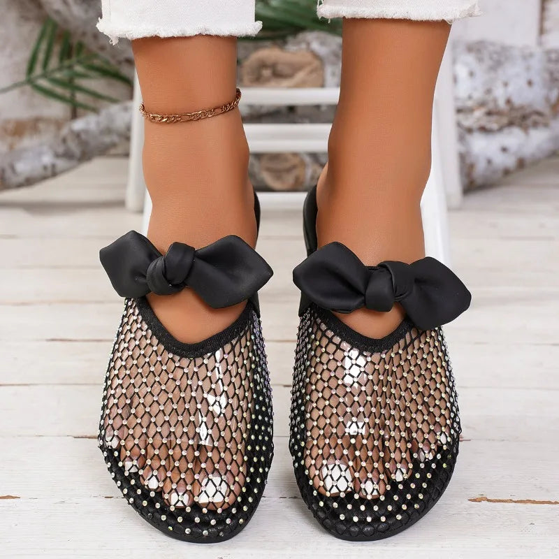 New Women's Flat Slippers Summer Fashion Mesh Sandals Hollow Mesh Breathable Shoes Slippers Footwear Shoes for Women Plus Siz 43