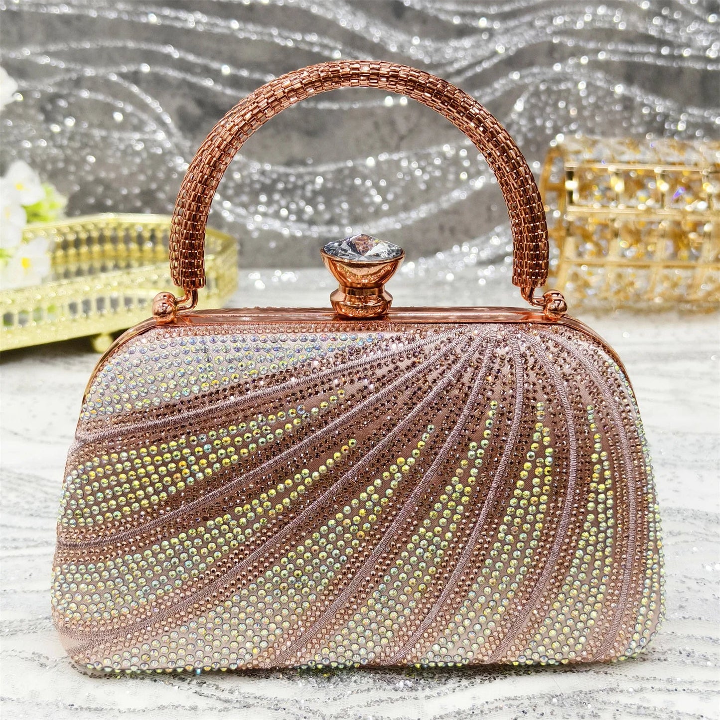 Venus Chan 2025 New Shoes and Bag to Match Orange Colour Pointed-Toe Diamond-Studded Party Women's High Heels Ms. Banguet Scene
