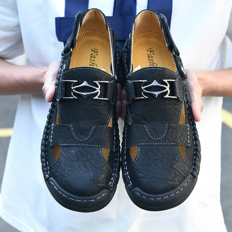 New summer men's sandals, microfiber upper, outdoor beach men's shoes, non-slip, wear-resistant, soft and comfortable