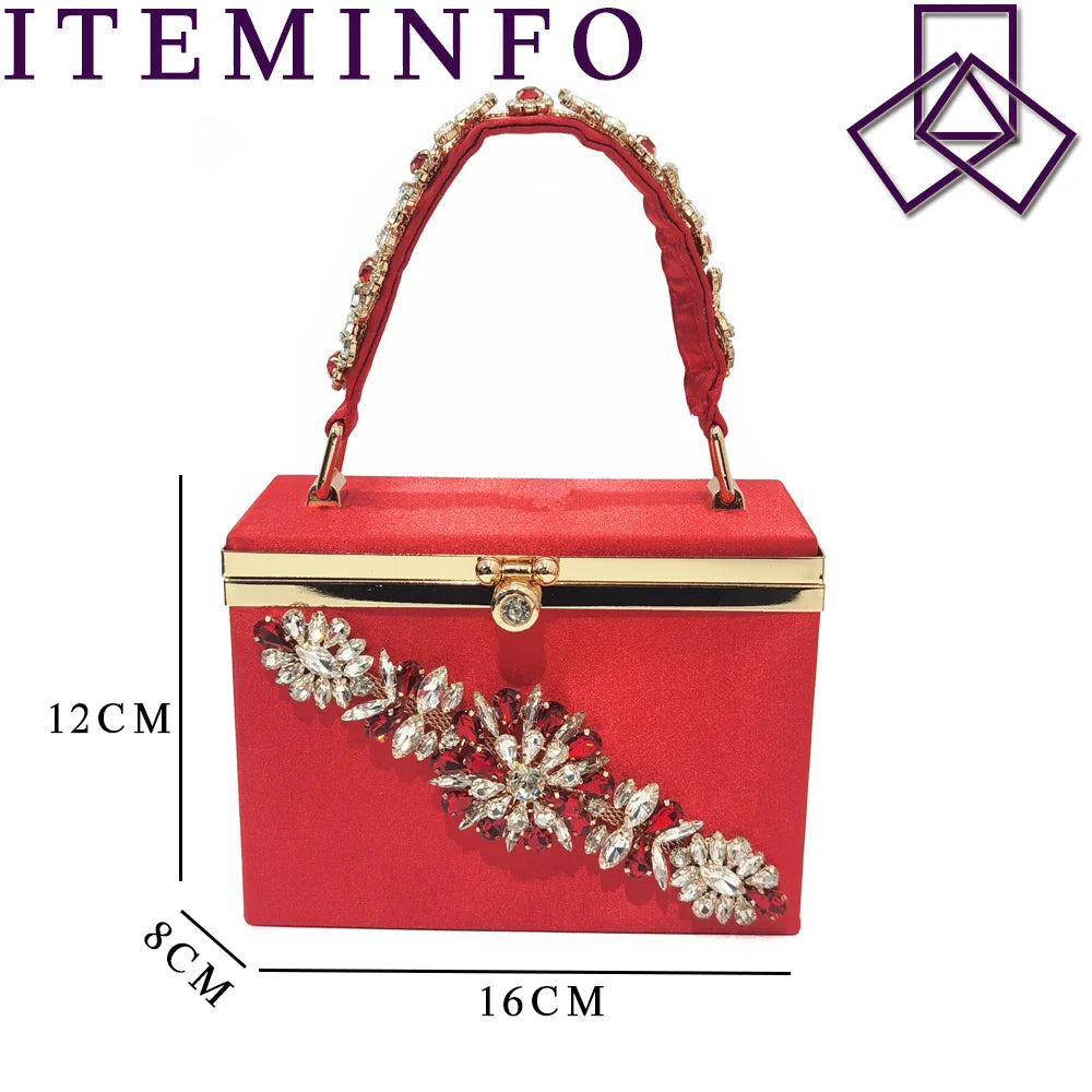 Venus Chan 2023 Italian Design Girly Style Pointed Toe Wedding Shoes And Bag, Full Diamond Decoration Metal Closure Bag