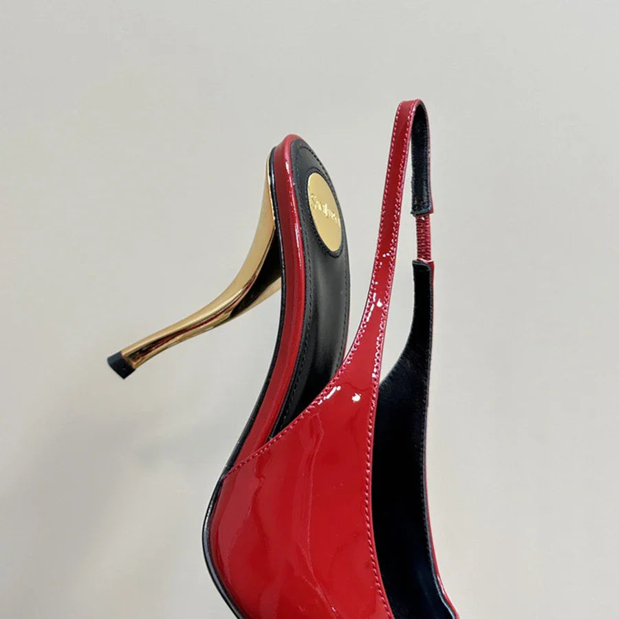 Women's Gem Metal Pointed Temperament High Heels with Sexy Empty Sandals