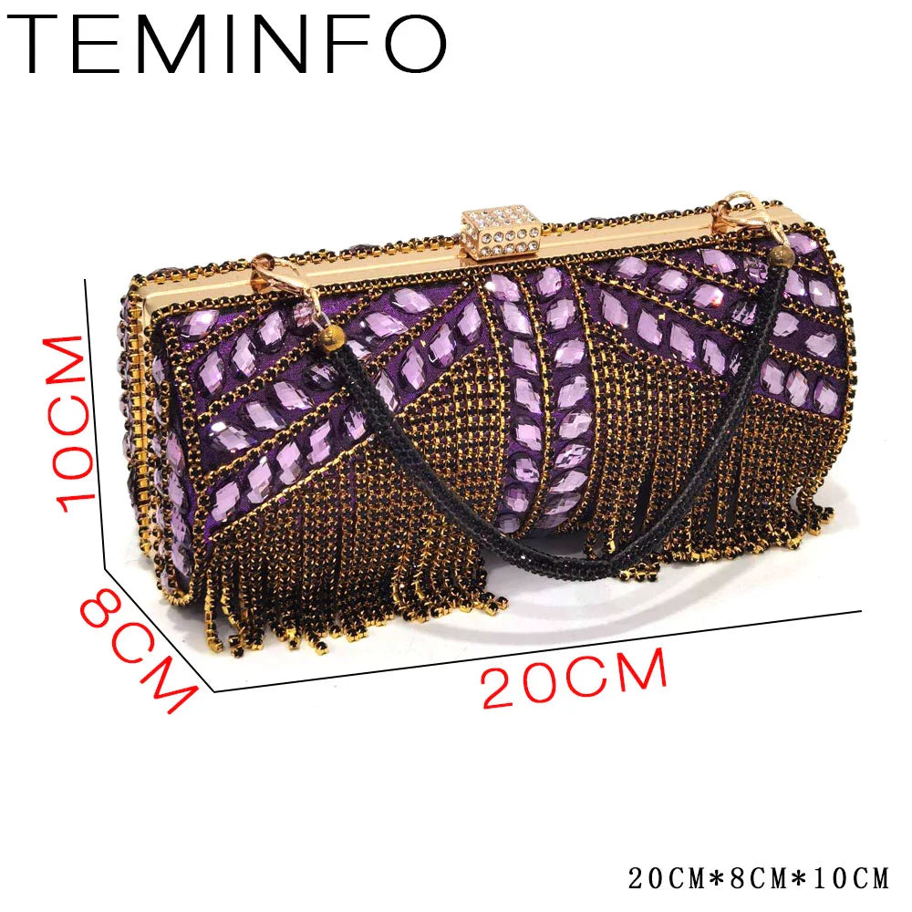 Venus Chan Pointed Toe Heels for Women Party Green Color Full Diamond Lace Matching Design Italian Shoe and Bag Set Designer