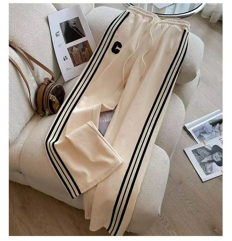 Spring and Autumn Leisure Fashion Sports Set New High end Western Style Coat Wide Leg Pants Two piece Set pant sets women pants