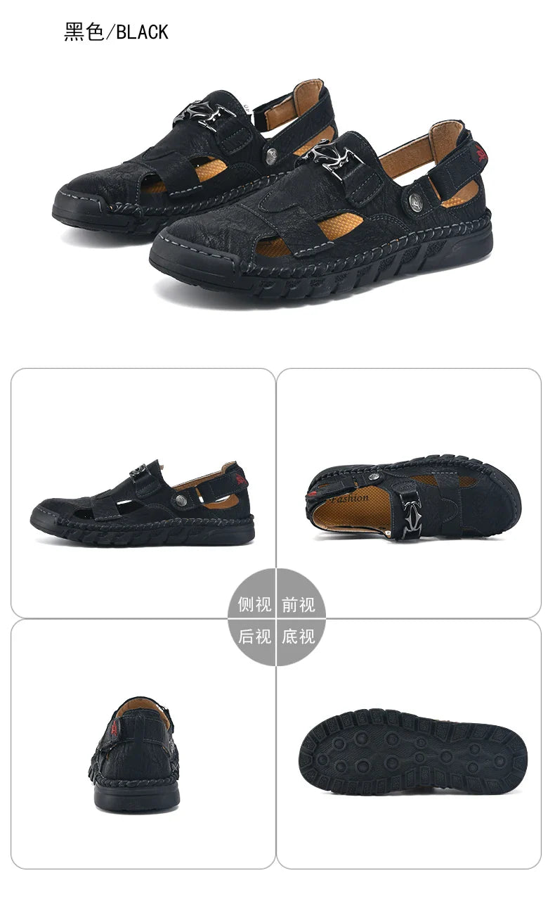 New summer men's sandals, microfiber upper, outdoor beach men's shoes, non-slip, wear-resistant, soft and comfortable