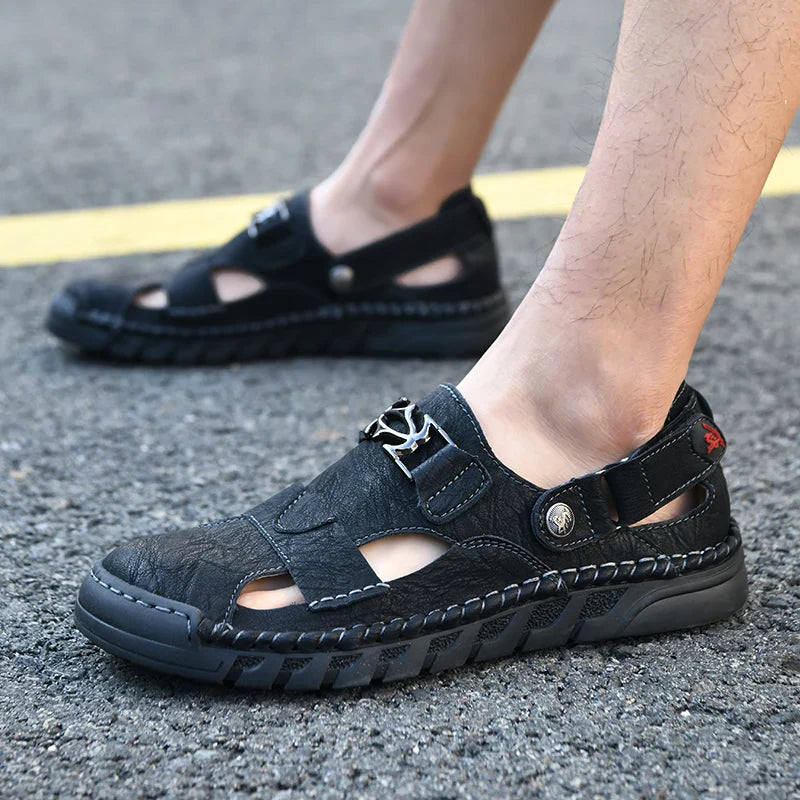 New summer men's sandals, microfiber upper, outdoor beach men's shoes, non-slip, wear-resistant, soft and comfortable