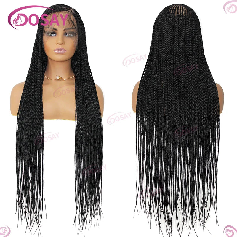 Synthetic Box Side Part Braided Wigs For Black Women Cornrow Braids Lace Wigs Full Lace Front Wig Braid African Hair Braided Wig
