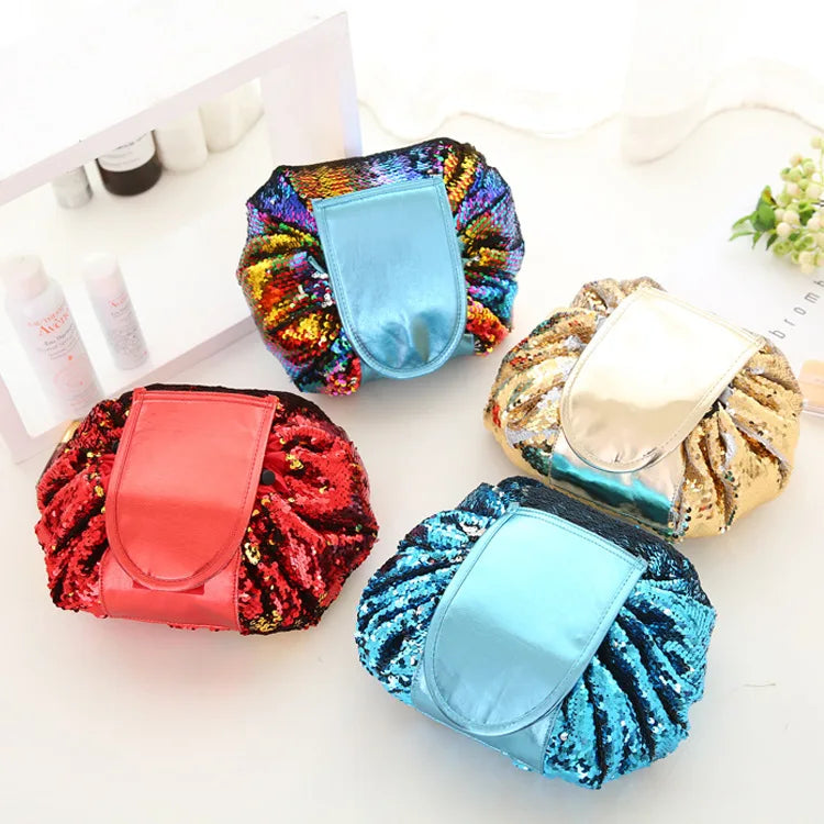 Women Drawstring Cosmetic Bag Travel Storage Makeup Bag Organizer Female Make Up Pouch Portable Waterproof Toiletry Beauty Case