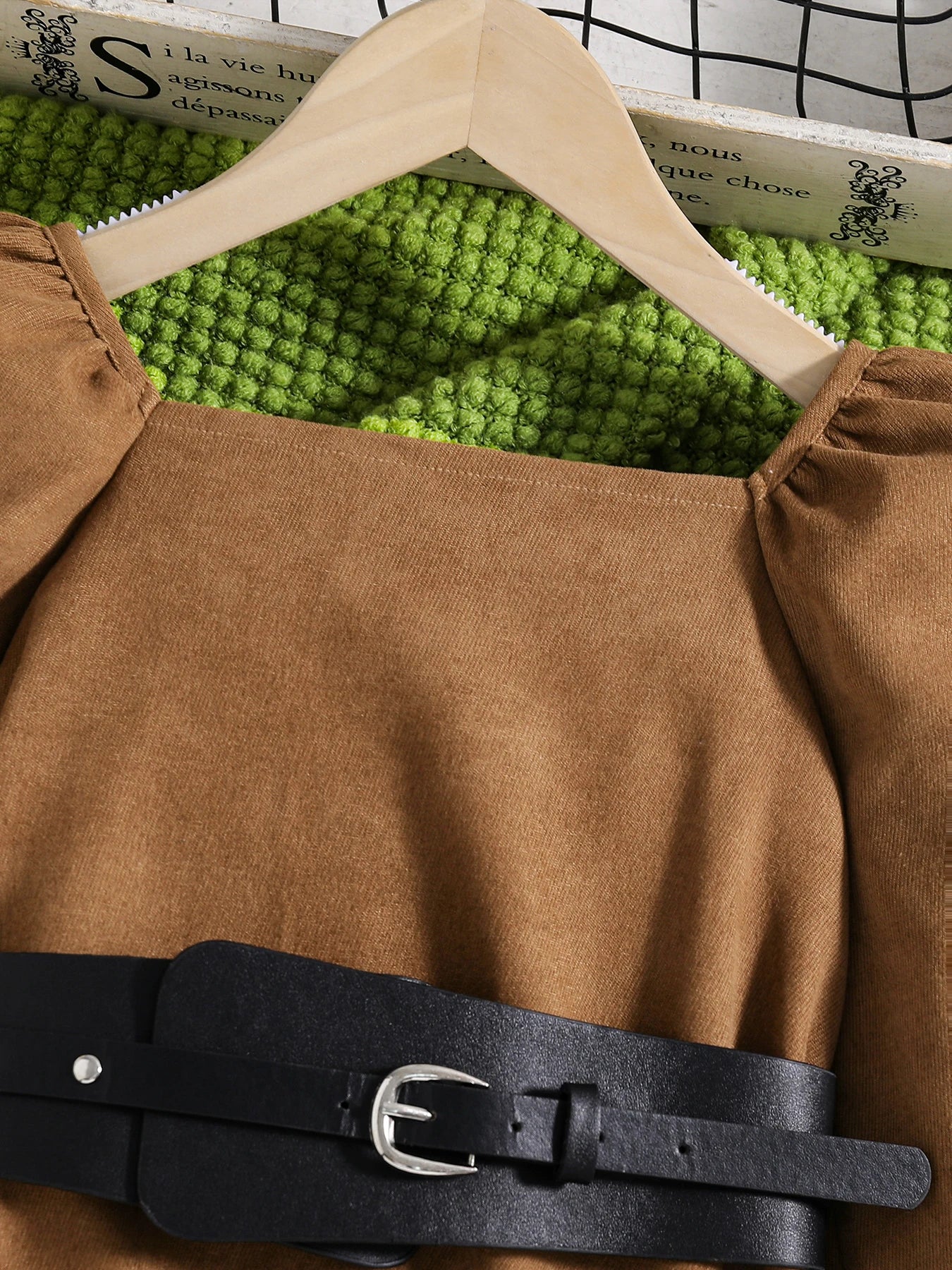 Spring and autumn new girls fashion French retro long sleeve waist slimming A line pleated dress