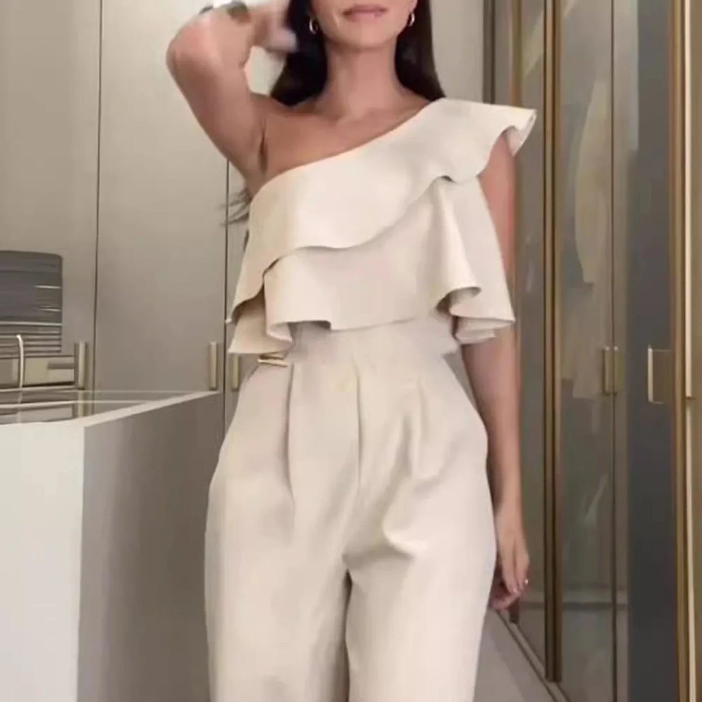 Women Sleeveless Long Jumpsuit 2025 Summer Wide Leg Pant Casual Waisted Tank Rompers Playsuit Office Lady Elegant Pocket Overall