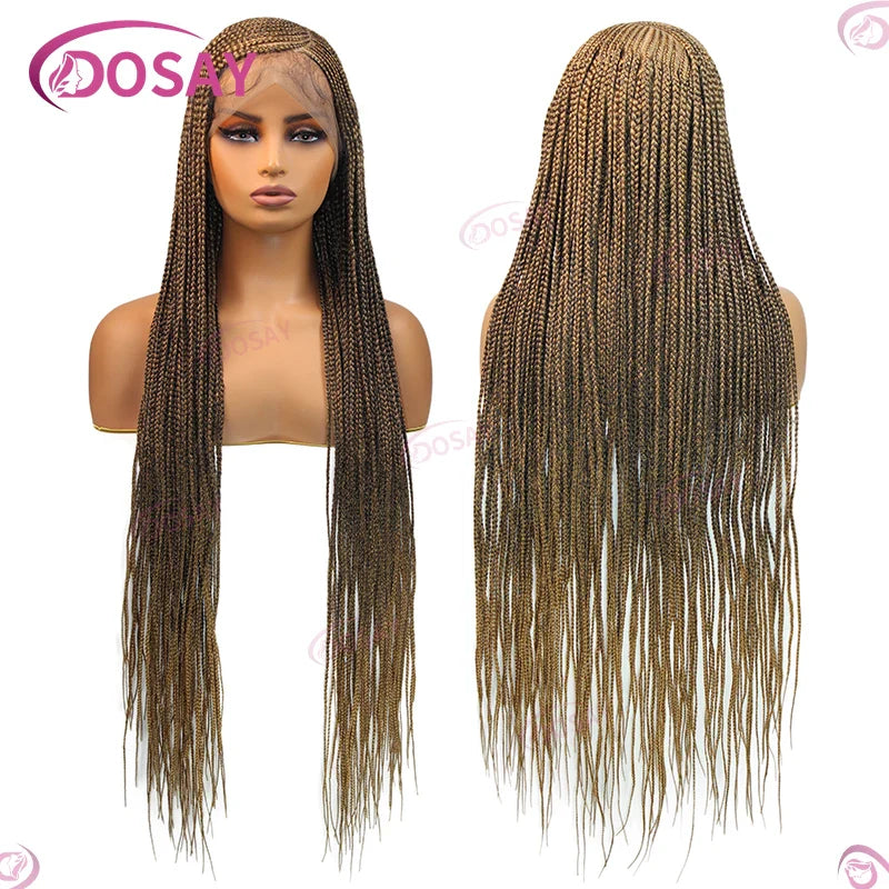 Synthetic Box Side Part Braided Wigs For Black Women Cornrow Braids Lace Wigs Full Lace Front Wig Braid African Hair Braided Wig